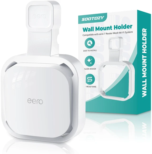 Main image of Wall Mount Holder for eero 7 Router Mesh Wi-Fi System No Messy Wires, Space-Saving Outlet Wall Mount Holder for eero 7 Extender, Stand Bracket for eero 7 (1 Pack)
