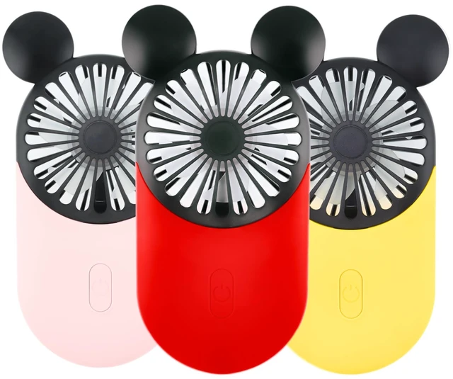Main image of Cute Mouse Handheld Fan, Rechargeable USB Mini Fan(Red+Pink+Yellow) Ultra-Slim Wearable Handheld/Neck Design, 3-Speed Portable Pocket Size Personal Fan for Park, Travel, Concerts, Sports Events
