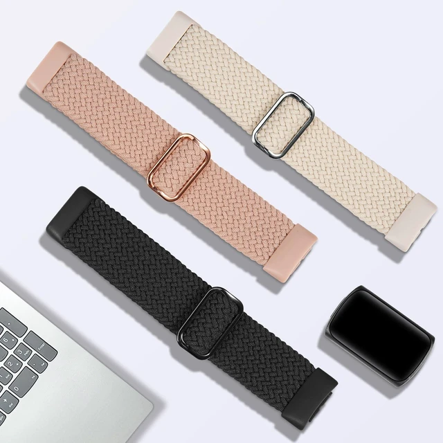 Alt view image 3 of 7 - Braided Solo Loop Bands Compatible with Fitbit Charge 6/Charge 5, 3 Pack Adjustable Stretchy Wristbands Soft Woven Nylon Replacement for Fitbit Charge 5/Charge 6 Tracker Smart Watch for Women Men