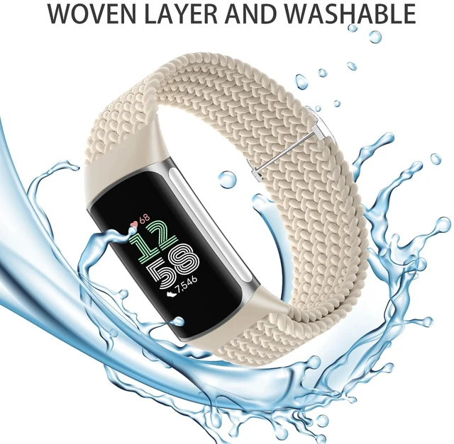 Alt view image 4 of 7 - Braided Solo Loop Bands Compatible with Fitbit Charge 6/Charge 5, 3 Pack Adjustable Stretchy Wristbands Soft Woven Nylon Replacement for Fitbit Charge 5/Charge 6 Tracker Smart Watch for Women Men