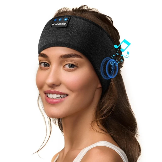 Alt view image 2 of 7 - Sleep Headphones Bluetooth Headband Mask, Sweat Resistant Sports Wireless Earphones, Ultra-Thin HD Stereo Black Headband Speaker Sleeping Eye Mask for Women Men Teen Running Cool Gadgets