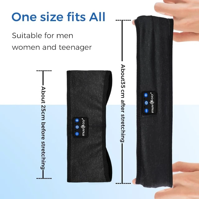 Alt view image 4 of 7 - Sleep Headphones Bluetooth Headband Mask, Sweat Resistant Sports Wireless Earphones, Ultra-Thin HD Stereo Black Headband Speaker Sleeping Eye Mask for Women Men Teen Running Cool Gadgets