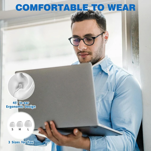 Alt view image 6 of 7 - 3.5mm Headphones Wired Earbuds for Chromebook Laptop PC, Silver Noise Isolating Ear Buds Wired Plug in Audio Jack Mic/Mute HiFi Stereo Headphone Cord Earphones for Kindle Fire Laptop School