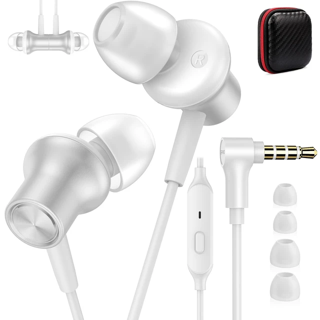 Main image of 3.5mm Headphones Wired Earbuds for Chromebook Laptop PC, Silver Noise Isolating Ear Buds Wired Plug in Audio Jack Mic/Mute HiFi Stereo Headphone Cord Earphones for Kindle Fire Laptop School