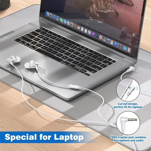 Alt view image 4 of 7 - 3.5mm Headphones Wired Earbuds for Chromebook Laptop PC, Silver Noise Isolating Ear Buds Wired Plug in Audio Jack Mic/Mute HiFi Stereo Headphone Cord Earphones for Kindle Fire Laptop School