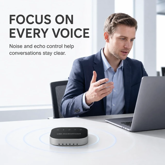 Alt view image 2 of 5 - Bluetooth Conference Speaker and Microphone, Bluetooth Speakerphone for Small Meeting RoomWireless Conference Speaker 360°Voice Pick up with Noise Cancellation Mics for Computer/Laptop