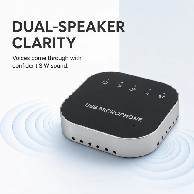 Alt view image 5 of 5 - Bluetooth Conference Speaker and Microphone, Bluetooth Speakerphone for Small Meeting RoomWireless Conference Speaker 360°Voice Pick up with Noise Cancellation Mics for Computer/Laptop
