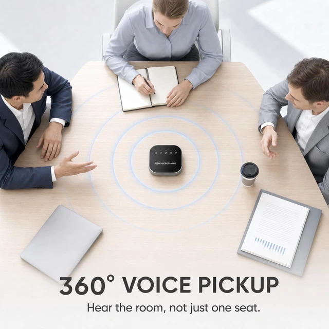 Alt view image 3 of 5 - Bluetooth Conference Speaker and Microphone, Bluetooth Speakerphone for Small Meeting RoomWireless Conference Speaker 360°Voice Pick up with Noise Cancellation Mics for Computer/Laptop