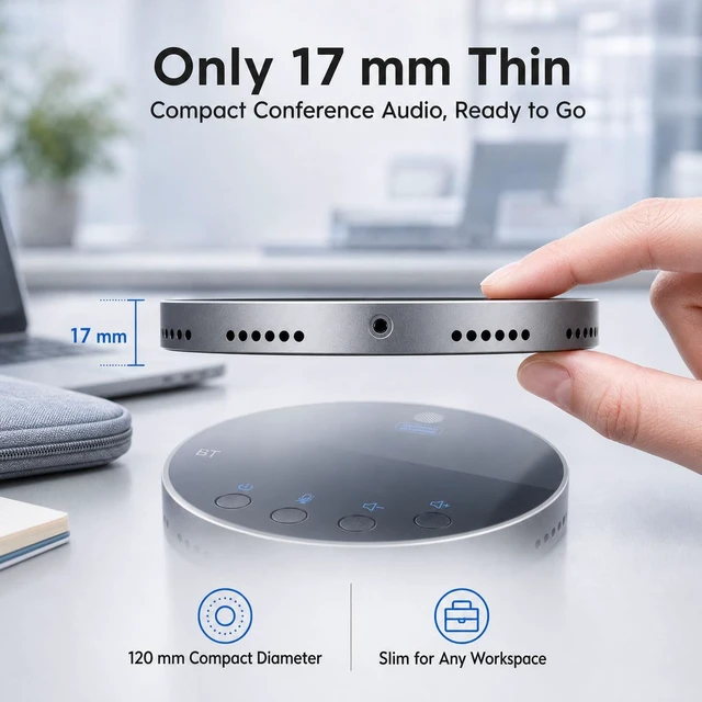 Alt view image 6 of 7 - Bluetooth Conference Speaker and Microphone, Bluetooth Speakerphone for Small Meeting RoomWireless Conference Speaker 360°Voice Pick up with Noise Cancellation Mics for Computer/Laptop