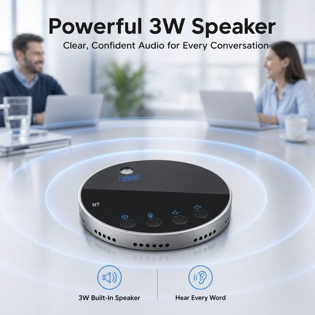 Alt view image 7 of 7 - Bluetooth Conference Speaker and Microphone, Bluetooth Speakerphone for Small Meeting RoomWireless Conference Speaker 360°Voice Pick up with Noise Cancellation Mics for Computer/Laptop