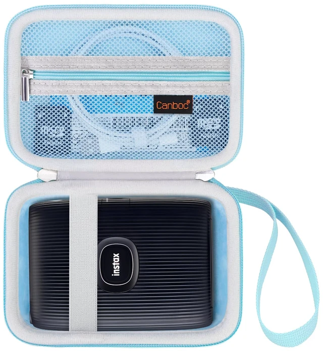 Main image of Case for Fujifilm Instax Mini Link 3/2/1/ Instax Mini Link+ Printer Mesh Pocket fit Instant Film and Cable, Blue (Case Only)