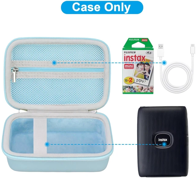 Alt view image 2 of 7 - Case for Fujifilm Instax Mini Link 3/2/1/ Instax Mini Link+ Printer Mesh Pocket fit Instant Film and Cable, Blue (Case Only)