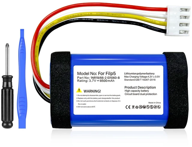 Main image of 8500mAh Replacement Battery for JBL Flip 5, Part No: 1INR19/66-2 ID1060-B, 2026 Upgrade High Capacity 3.7V Battery for Flip 5 Bluetooth Speaker