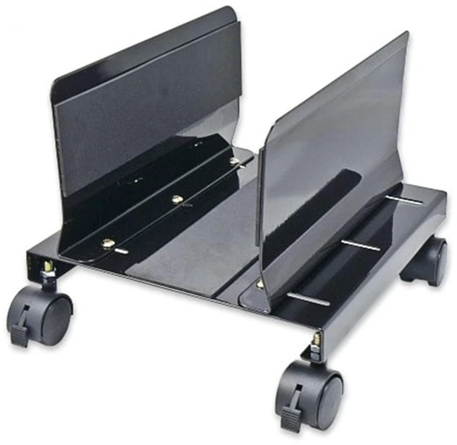 Main image of IO CREST SY-ACC65063 Mobile Desktop Tower Computer Metal Floor Stand Rolling Caster Wheels with Tall Support Walls and Adjustable Width from 6" to 10",Steel Black