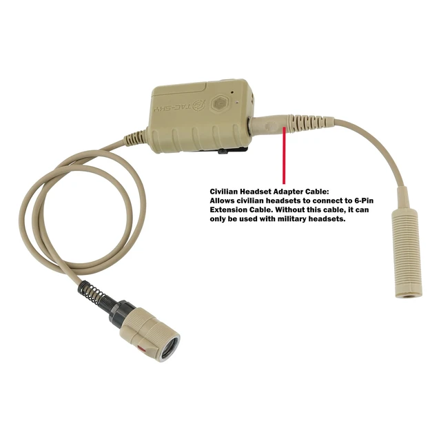 Alt view image 4 of 7 - 6Pin Extension Cable PTT Adapter with Conversion Cable for 7.0mm Plug Tactical Headsets,Connect to Phones for Music & Calls (Tan)
