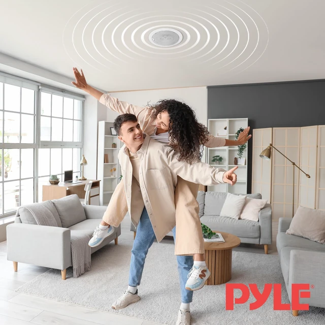 Alt view image 7 of 7 - 5.25 2-Way Ceiling Speaker, Dual Channel Stereo from One Speaker, 200W Peak Power for Indoors or Patio, Easy Installation, for High Moisture Areas, Upgraded Stain-Resistant Grill, 1pc - PWRC52