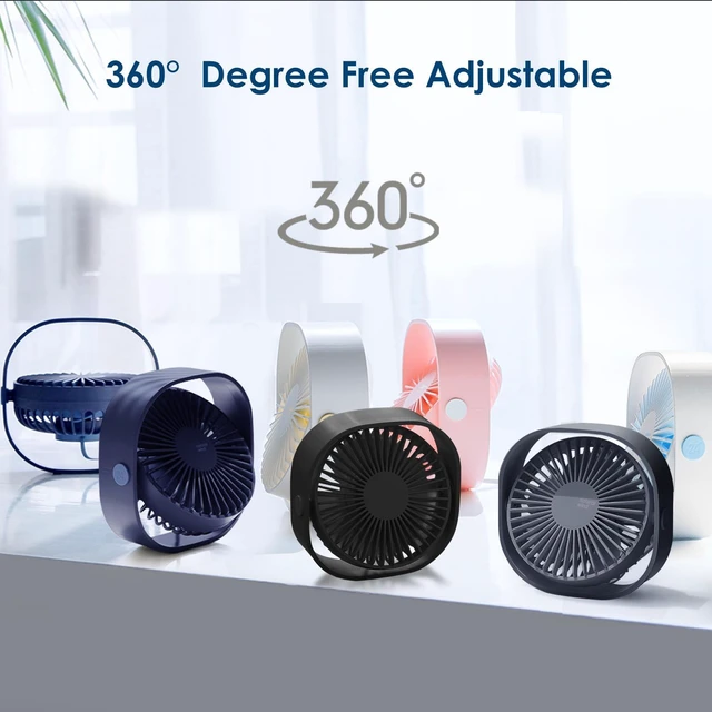Alt view image 4 of 7 - Small USB Fan Small Quiet Portable USB Powered ONLY (No Battery), Cooling 3 Speed Setting 360° Adjustable Swivel Desktop Personal Fan for Home Office Bedroom Outdoor Travel Summer (Black)