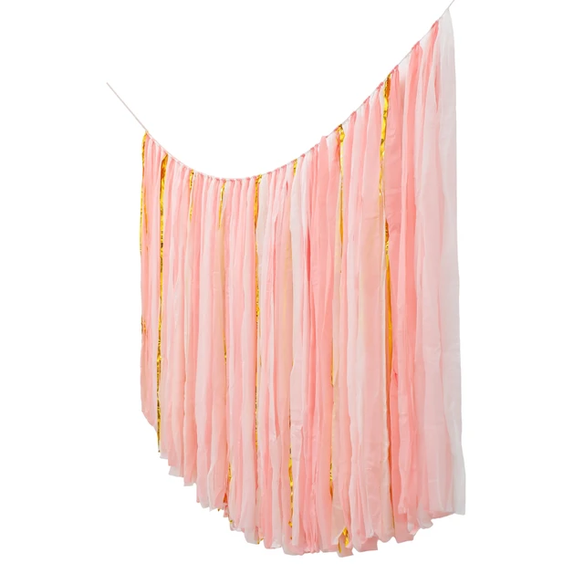 Alt view image 2 of 7 - 5ft Pink & White Party Fringe Backdrop Extra Large, Ready to Hang, High-Density Party Streamer Garland for Baby Showers, Birthdays & Photo Booths
