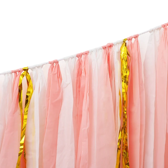 Alt view image 3 of 7 - 5ft Pink & White Party Fringe Backdrop Extra Large, Ready to Hang, High-Density Party Streamer Garland for Baby Showers, Birthdays & Photo Booths