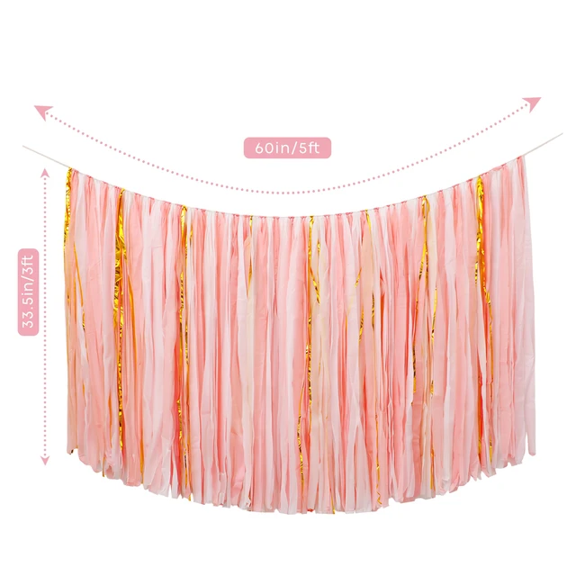 Alt view image 6 of 7 - 5ft Pink & White Party Fringe Backdrop Extra Large, Ready to Hang, High-Density Party Streamer Garland for Baby Showers, Birthdays & Photo Booths