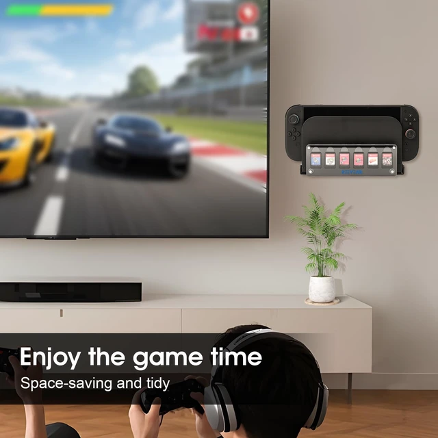 Alt view image 5 of 7 - Wall Mount Holder for Switch 2 with Magnetic Acrylic Game Card Organizer Metal Console Bracket + 6-Slot Clear Card Holder Modular, Space-Saving Display for Switch/OLED/Switch 1