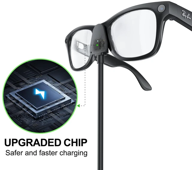 Alt view image 4 of 7 - Charging Adapter Cable Compatible with Ray-Ban Oakley Meta AI Smart Glasses(Gen 1&2),Portable Charger USB C Port for Wayfarer,Skyler,Headliner and HSTN Meta Accessories(2 Pcs)
