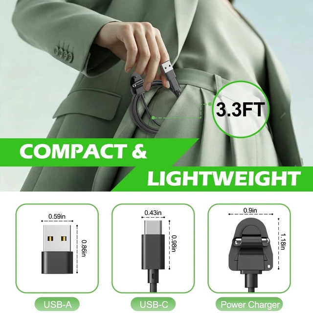 Alt view image 6 of 7 - Charging Adapter Cable Compatible with Ray-Ban Oakley Meta AI Smart Glasses(Gen 1&2),Portable Charger USB C Port for Wayfarer,Skyler,Headliner and HSTN Meta Accessories(2 Pcs)