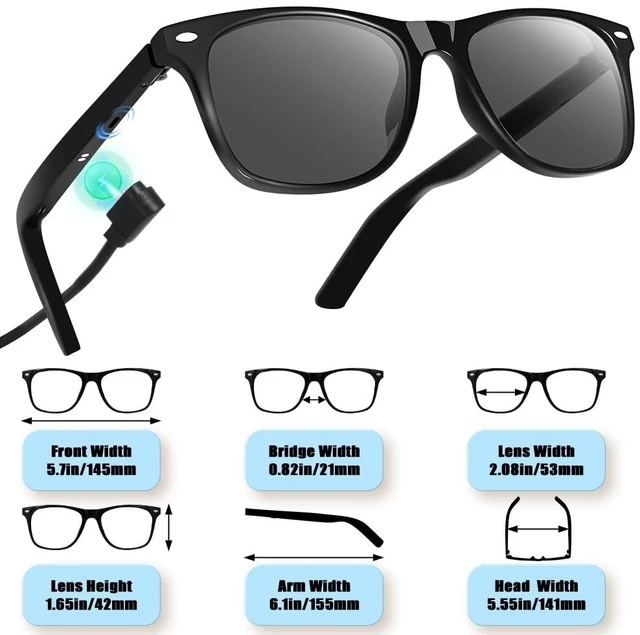 Alt view image 6 of 7 - Smart Glass for Men, Bluetooth Audio Sunglasses Color-Change Lenses Speakers Touch Control Unisex Intelligent for Indoor Outdoor Walking Working