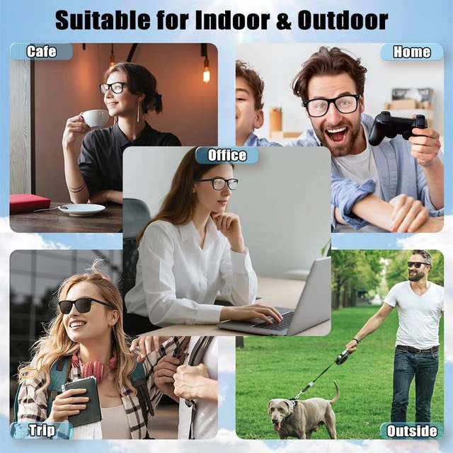 Alt view image 7 of 7 - Smart Glass for Men, Bluetooth Audio Sunglasses Color-Change Lenses Speakers Touch Control Unisex Intelligent for Indoor Outdoor Walking Working