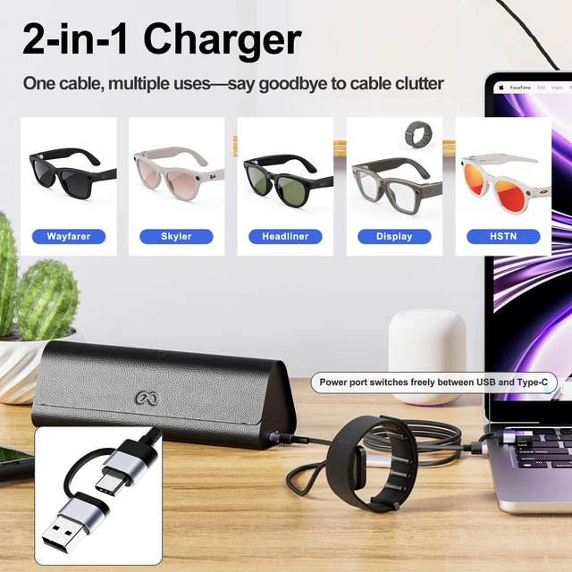 Alt view image 2 of 6 - Magnetic Charger for Meta Ray-Ban Display Glasses & Neural Band 2-in-1 Fast Snap-On Magnetic Charging Cable with Overvoltage & Overheat Protection