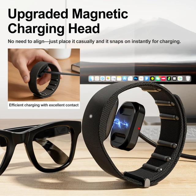 Alt view image 3 of 6 - Magnetic Charger for Meta Ray-Ban Display Glasses & Neural Band 2-in-1 Fast Snap-On Magnetic Charging Cable with Overvoltage & Overheat Protection