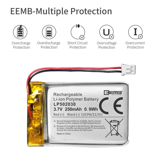 Alt view image 7 of 7 - 3.7V 502030 250mAh Lipo Battery Rechargeable JST 2.0mm 4-Pack