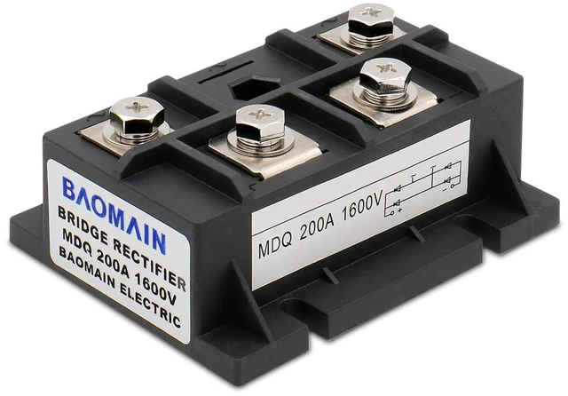 Main image of MDQ 200A 1600V Single Phase Diode Bridge Rectifier, Full Wave Rectification Module with Heat Sink Base, High Power Black Metal Case for Industrial Electrical Power Supplies & Battery Charging