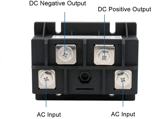 Alt view image 5 of 5 - MDQ 200A 1600V Single Phase Diode Bridge Rectifier, Full Wave Rectification Module with Heat Sink Base, High Power Black Metal Case for Industrial Electrical Power Supplies & Battery Charging
