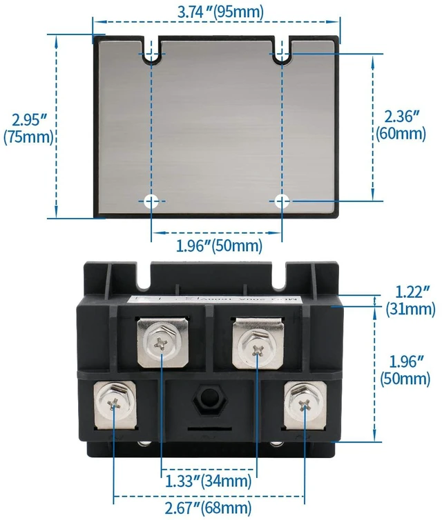 Alt view image 4 of 5 - MDQ 200A 1600V Single Phase Diode Bridge Rectifier, Full Wave Rectification Module with Heat Sink Base, High Power Black Metal Case for Industrial Electrical Power Supplies & Battery Charging