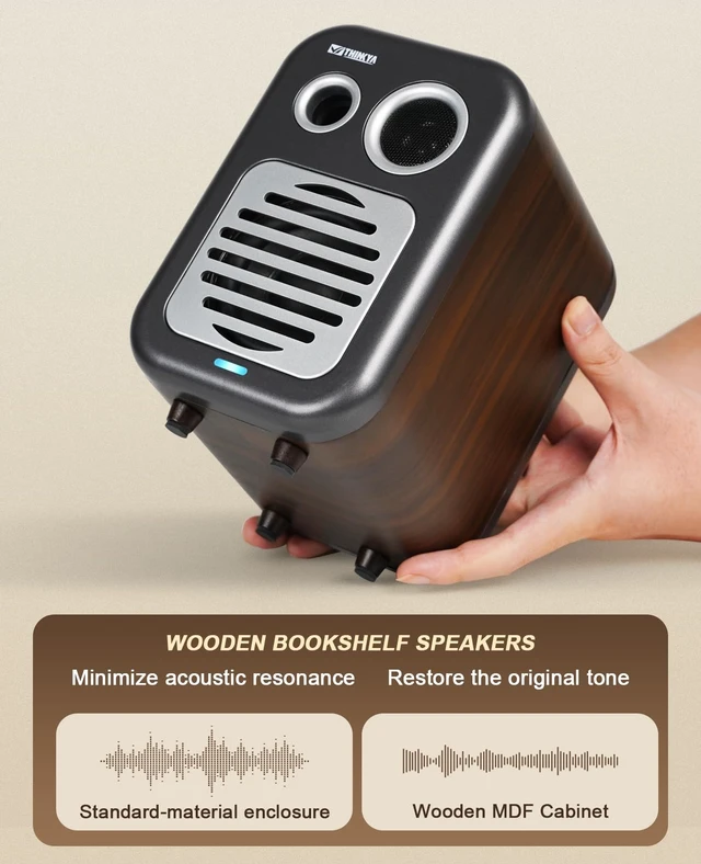 Alt view image 6 of 7 - Bookshelf Speakers, 36W RMS Powered Bluetooth Stereo Speakers 1.5" Tweeter & 3" Midwoofer, MDF Wood Cabinet with Subwoofer Output, Optical/Coaxial/RCA/USB Inputs for Turntable, PC, TV