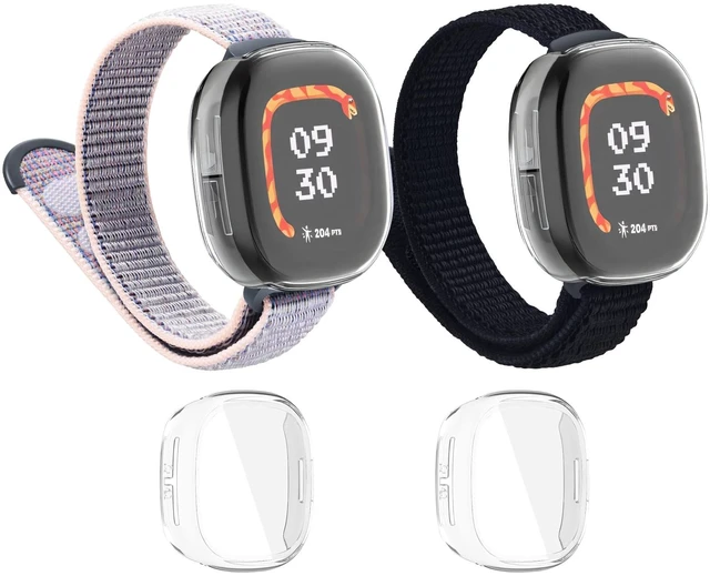 Main image of Nylon Band & Case Compatible with Fitbit Ace LTE, Breathable Braided Wristband Soft Sport Loop Replacement Strap for Google Ace LTE