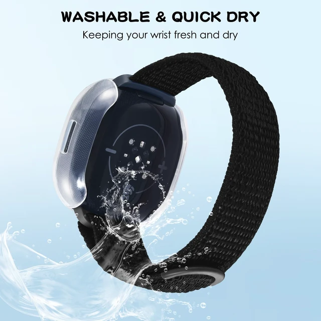 Alt view image 6 of 7 - Nylon Band & Case Compatible with Fitbit Ace LTE, Breathable Braided Wristband Soft Sport Loop Replacement Strap for Google Ace LTE