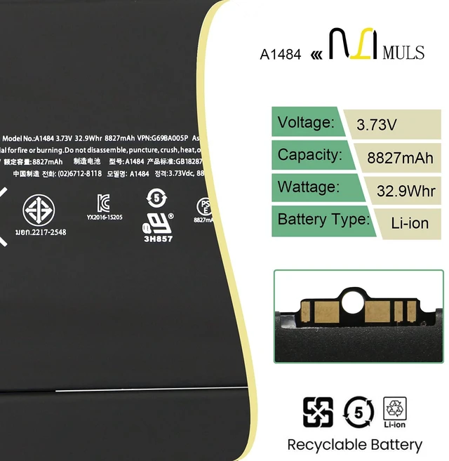Alt view image 2 of 7 - A1484 A1474 Tablet Battery Replacement for iPad 5th 6th 7th 8th 9th Generation A1822 A1823 A1893 A1954 A2197 A2198 A2270 A2428 A2429 A2430 A2602 A2603 A2604 A1474 A1475 for iPad 5/6/7/8/9/Air 1
