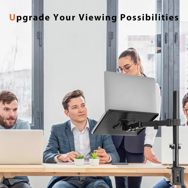 Alt view image 7 of 7 - Laptop Arm for Desk, 13-32 Inch, 22lbs, VESA 75/100 Compatible | Fully Adjustable Monitor Arm with Vented Tray for LCD Screens and Notebook up to 17", Dual Mounting Options