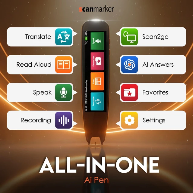 Alt view image 2 of 7 - AI Pen with Built-in Screen OCR Scan Reader & Text to Speech ChatGPT Pen for Students & Adults Portable ai Translator Device Reading Pen for Study, Travel & Work Ai smart Pen