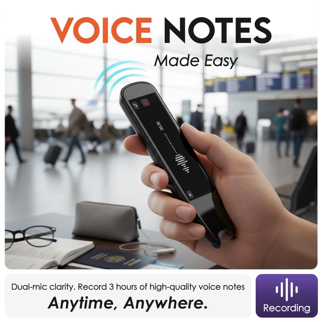 Alt view image 7 of 7 - AI Pen with Built-in Screen OCR Scan Reader & Text to Speech ChatGPT Pen for Students & Adults Portable ai Translator Device Reading Pen for Study, Travel & Work Ai smart Pen
