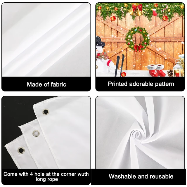 Alt view image 3 of 7 - Christmas Garage Door Banner Cover 7 x 16 Ft Xmas Tree Snowman Wood Texture Board Yard Sign Large Backdrop Photo Prop for Winter Indoor Outdoor Home Party Decor