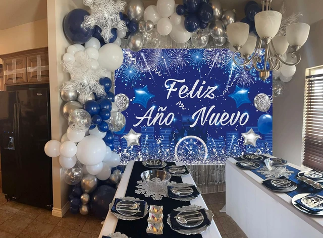 Alt view image 3 of 7 - Feliz Año Nuevo Banner Spanish Happy New Year Backdrop 2026 New Year's Eve Photography Background Blue Fireworks Hello 2026 Party Decorations Banner Photo Studio Props (8X6FT(94 x 70 inch))