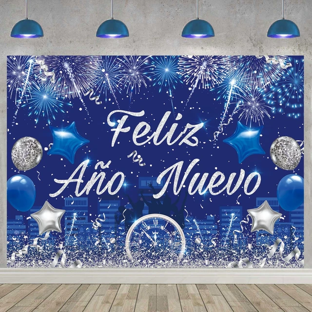 Alt view image 5 of 7 - Feliz Año Nuevo Banner Spanish Happy New Year Backdrop 2026 New Year's Eve Photography Background Blue Fireworks Hello 2026 Party Decorations Banner Photo Studio Props (8X6FT(94 x 70 inch))