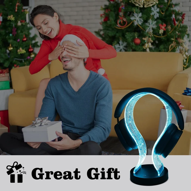 Alt view image 7 of 7 - Light Up Headphone Stand, 16 Color Lights Gaming Desk Accessory with 1 USB Charging Port and 1 Type-C Charging Ports, USB Power and PCB Pattern, Gifts for Gamers Boyfriend Boy Man