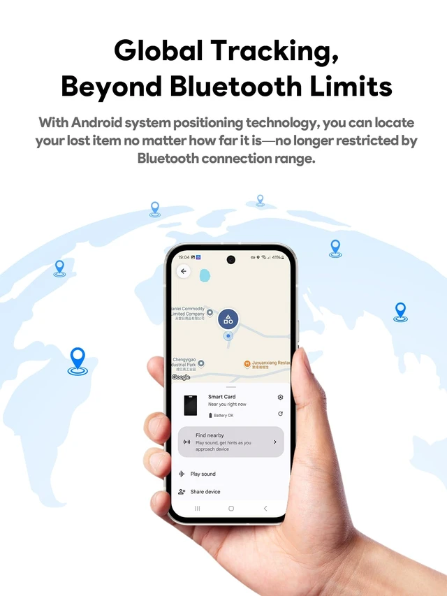 Alt view image 5 of 7 - Wallet Tracker Card, Air Tracker Tags for Android - Work with Googles Find Hub App, Slim Bluetooth Tracker Smart Card Wallet Finder, IP68 Waterproof, Item Locator for Luggage Tags, Passports, Purse