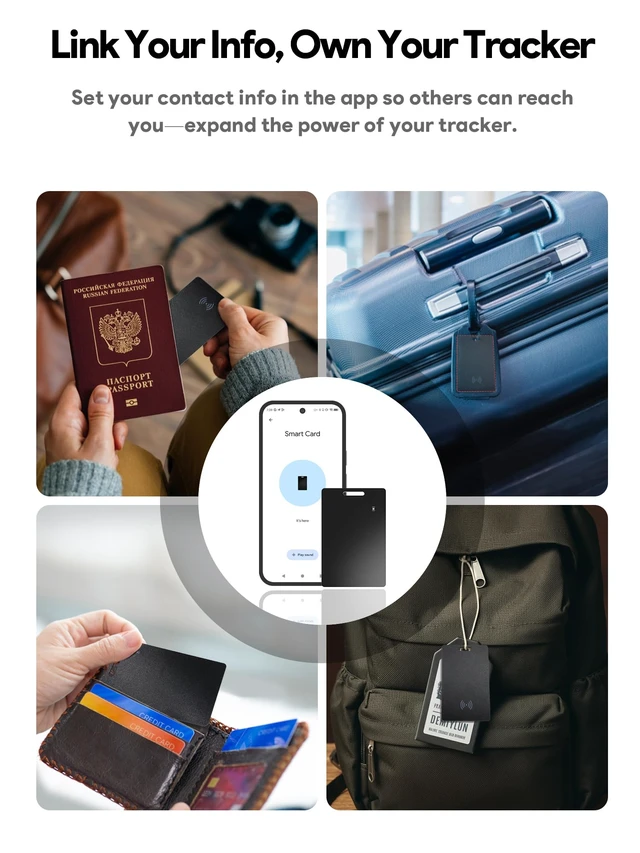 Alt view image 6 of 7 - Wallet Tracker Card, Air Tracker Tags for Android - Work with Googles Find Hub App, Slim Bluetooth Tracker Smart Card Wallet Finder, IP68 Waterproof, Item Locator for Luggage Tags, Passports, Purse