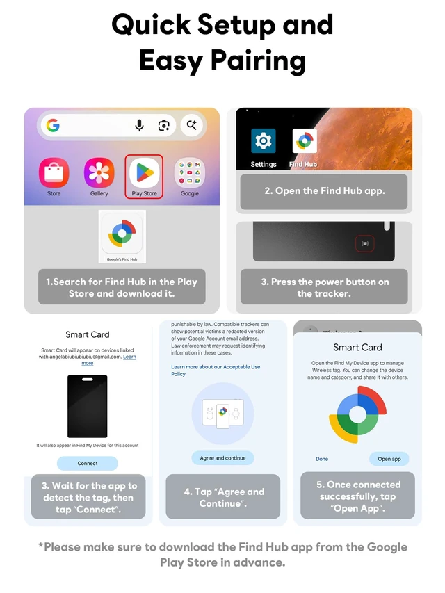 Alt view image 7 of 7 - Wallet Tracker Card, Air Tracker Tags for Android - Work with Googles Find Hub App, Slim Bluetooth Tracker Smart Card Wallet Finder, IP68 Waterproof, Item Locator for Luggage Tags, Passports, Purse