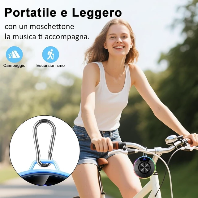 Alt view image 5 of 7 - Shower Bluetooth Speaker, IPX7 Waterproof Portable Bluetooth Speakers with Suction Cup, Digital Display, Stereo Sound Rich Bass,Hook Clip,Built-in Mic, Wireless Shower Speaker, Blue